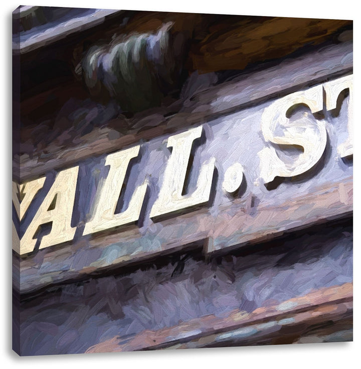 Wall Street Schild, Format: 70x70 auf Leinwand, XXL riesige Bilder fertig gerahmt mit Keilrahmen, Ku