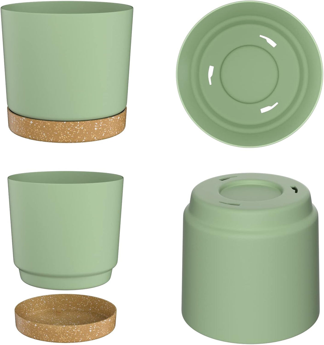 ZMTECH Blumentopf 20 cm Durchmesser übertöpfe für zimmerpflanzen, Kunststoff blumentöpfe mit Unterse