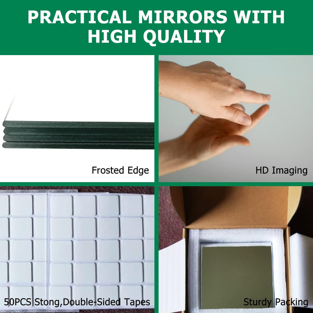 JMITHA Selbstklebende Fliesenspiegel Wandspiegel Spiegelfliesen Selbstklebend HD Glas Spiegel Wandau