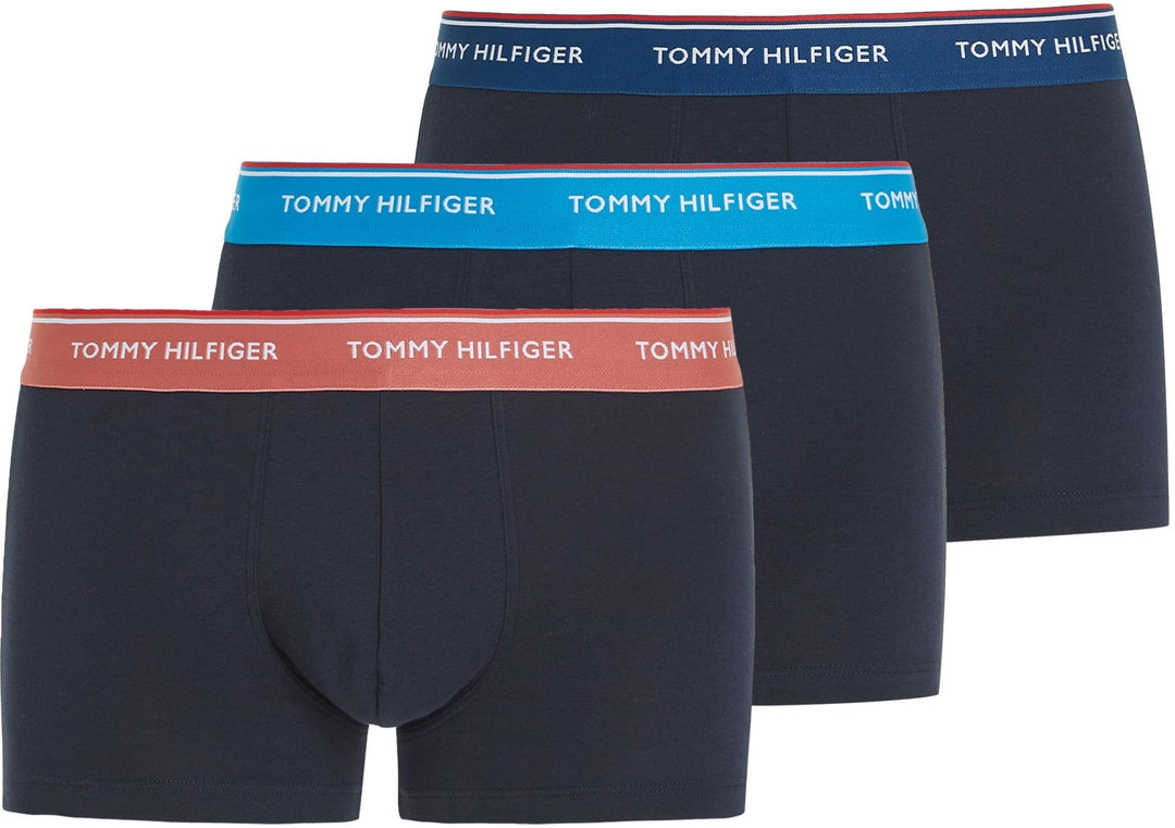 Tommy Hilfiger Herren 3er Pack Boxershorts Trunks Unterwäsche M Rosa (Cer Aqua/Deep Indigo/Dockside
