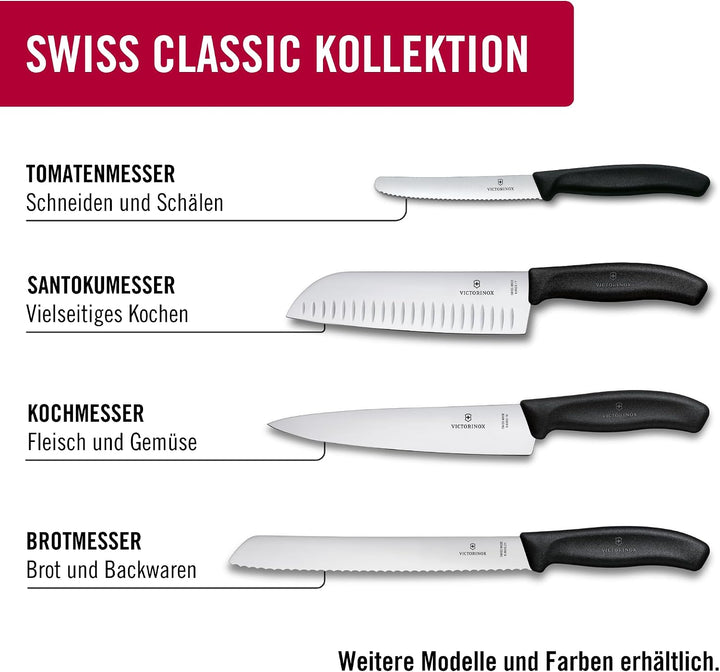 Victorinox Swiss Classic Küchenmesser Set, 3teilig, Gemüse-, Tomaten- und Frühstücksmesser, Rostfrei
