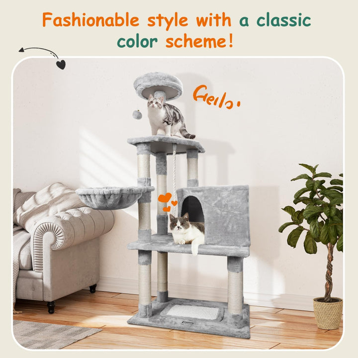 Nobleza Katzenbaum Kratzbaum Gross 148cm, Kletterturm mit 9 Sisal Säulen, 2 Plattformen, Hängematte