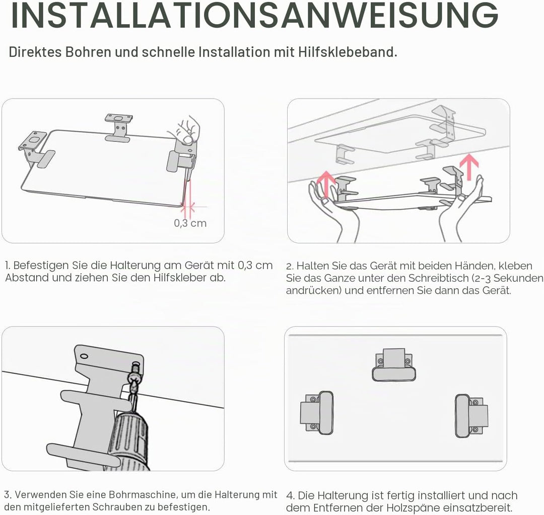 JEMACHE Aluminium 2-Lagige Untertisch Halterung Regal Halter Ständer für Laptop, MacBook Air/Pro mit