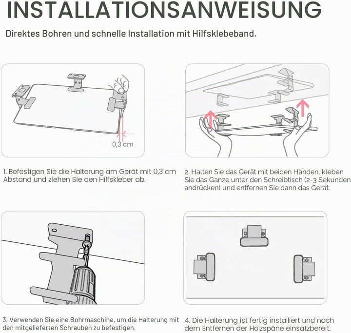 Aluminium 2-Lagige Untertisch Halterung Regal Halter Ständer für Laptop, MacBook Air/Pro mit kratzfe