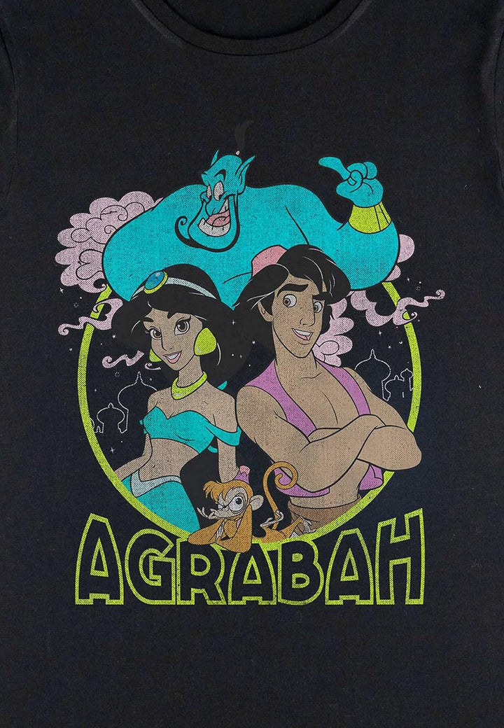 Disney Damen Aladdin Grunge Agrabah Women's Organic Rolled Sleeve T-shirt M Schwarz, M Schwarz