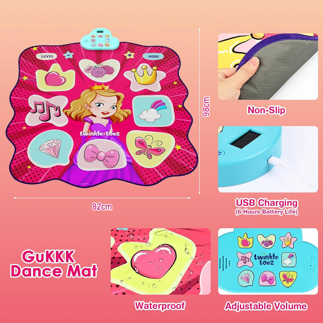 GuKKK Tanzmatte Spielzeug Mädchen Geschenk Kabelloses Bluetooth Elektronisches Tanzspiel mit 4 Spiel
