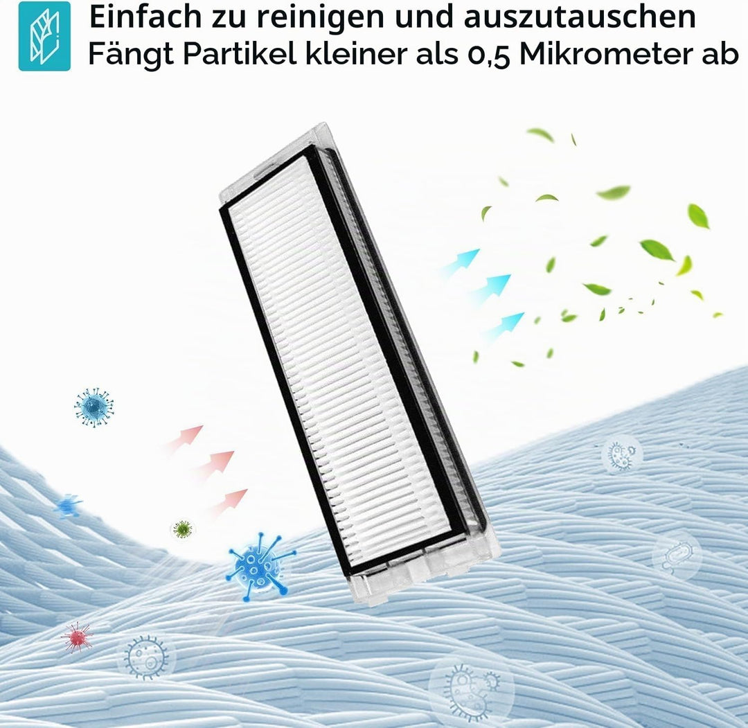 Loveco Zubehör Set für Roborock Qrevo S/Qrevo MaxV/Qrevo Pro Staubsauger, 2 Hauptbürsten, 4 HEPA Fil