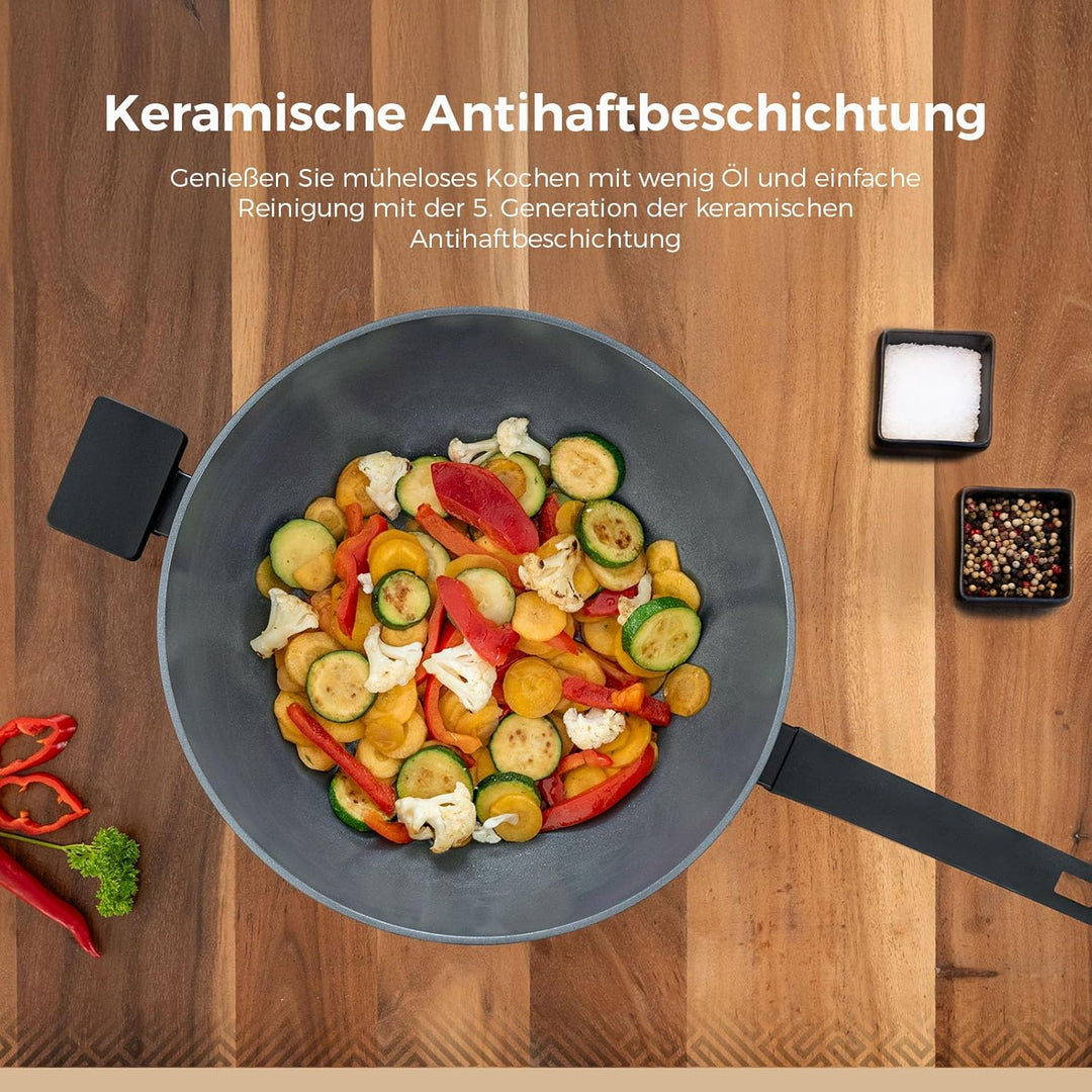 Be Living Wokpfanne – Ø 32 cm – Keramik – Induktion – PFAS-frei Antihaftbeschichtung – Delight-Serie