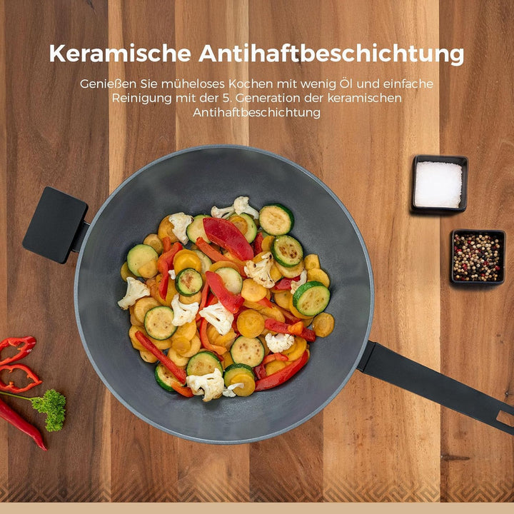 Be Living Wokpfanne – Ø 32 cm – Keramik – Induktion – PFAS-frei Antihaftbeschichtung – Delight-Serie