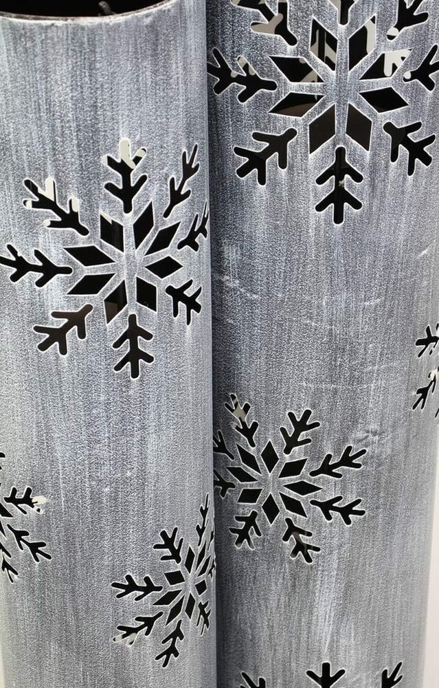 2 Stück Windlichtsäulen Schneeflocke aus Metall, 88 + 100 cm hoch, Kerzenhalter, Gartenlaterne, Bode