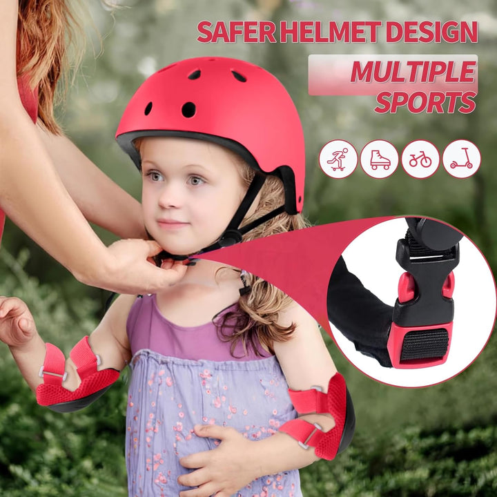 LANOVAGEAR Kinderhelm mit Knieschützern Ellbogenschützern Handgelenkschützern Schonerset Kinder Helm