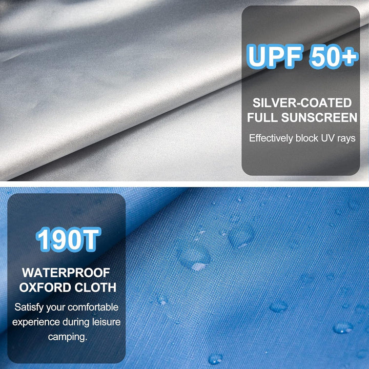 Strandmuschel Pop Up UV Schutz 50+, Tragbar Gross Strand Zelt, Automatisches Strandmuschel, Windschu