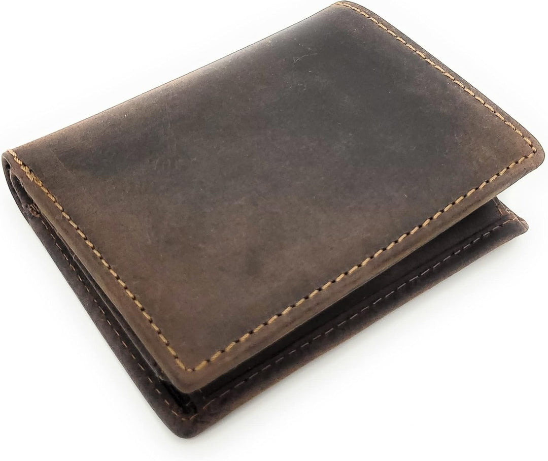 Jockey Club echt Leder Geldbörse Portemonnaie Geldbeutel mit RFID NFC Schutz Vintage (Dunkelbraun),
