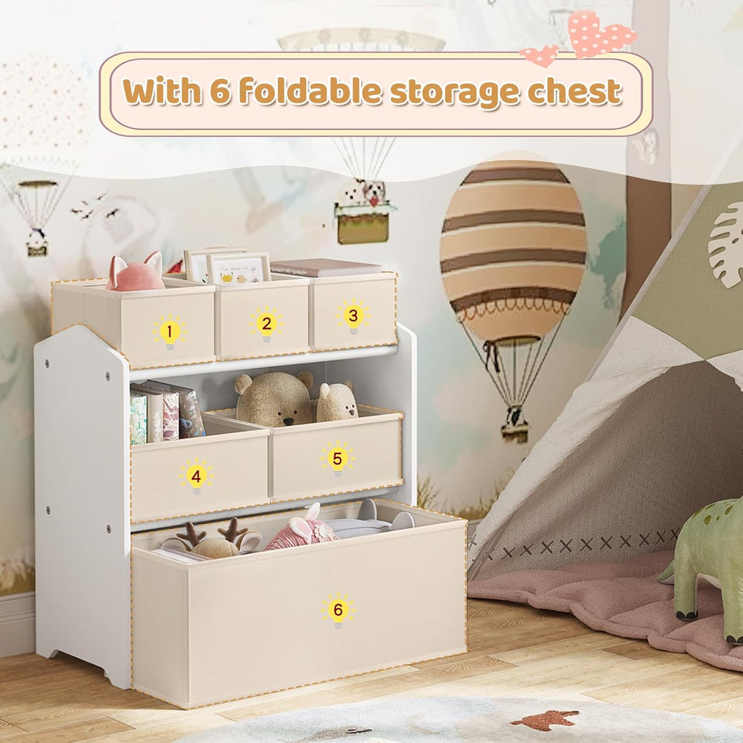 Lestarain Kinderregal mit 9 Aufbewahrungsboxen, Spielzeugregal, Regal Kinderzimmer Spielzimmer, Kind