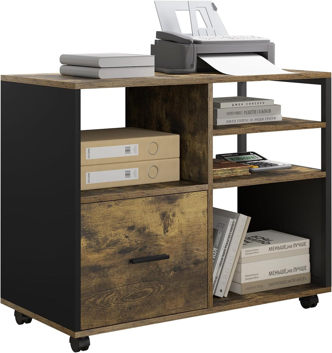 WOLTU Aktenschrank, Rollcontainer mit Schublade, Büroschrank auf Rollen, Rollschrank, Bürocontainer,