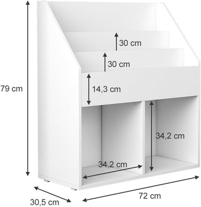 Oskar-Store Livinity Kinder Bücherregal Conny 72 x 79 cm, Weiss, Kinderregal mit grossen Ablagen Wei