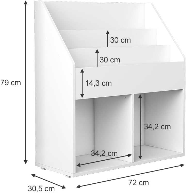 Oskar-Store Livinity Kinder Bücherregal Conny 72 x 79 cm, Weiss, Kinderregal mit grossen Ablagen Wei