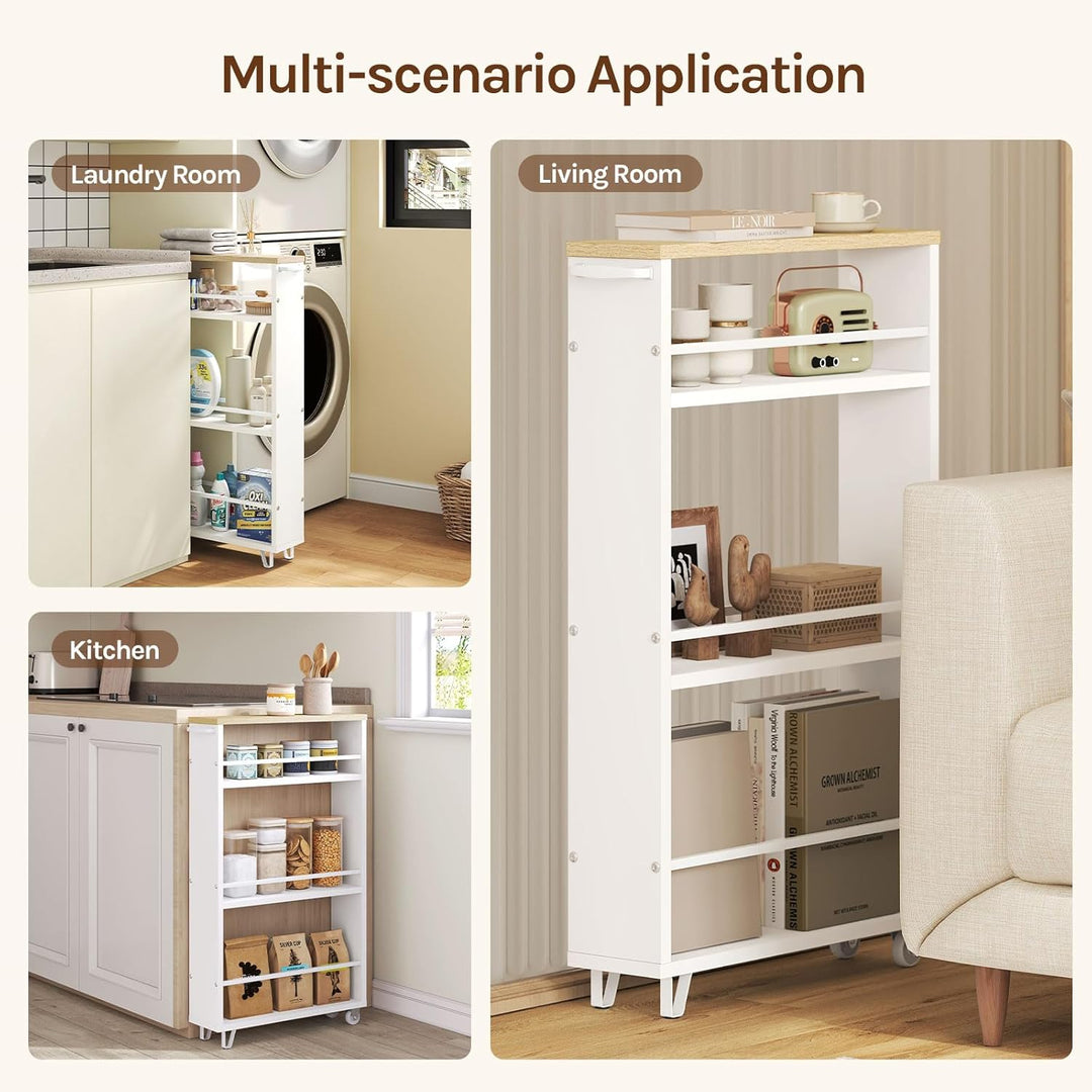WOLTU Küchenwagen mit 3 Ebenen, Küchenregal Servierwagen Nischenregal mit Rollen, Rollwagen Rollcont