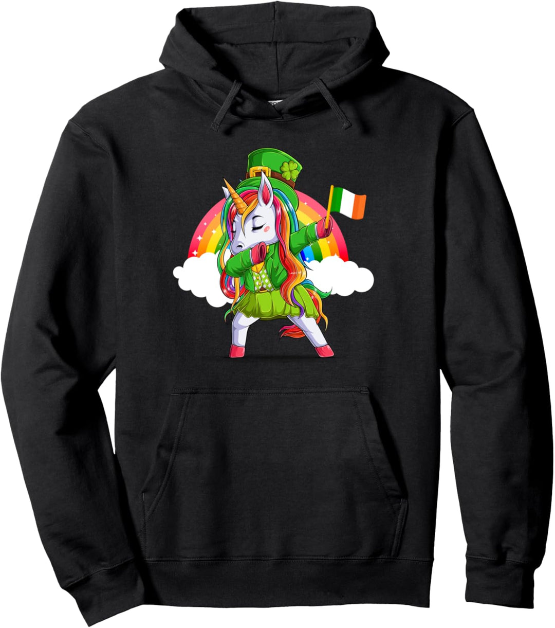 Dabbing Unicorn St. Patricks Day Irish Leprechaun Grün Pullover Hoodie
