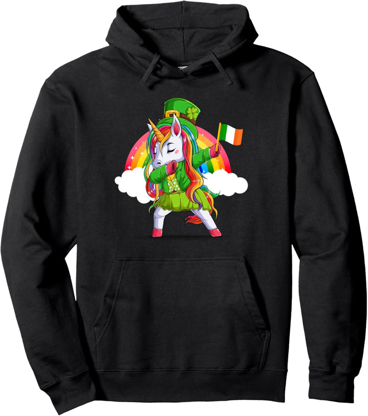 Dabbing Unicorn St. Patricks Day Irish Leprechaun Grün Pullover Hoodie