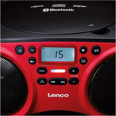 Lenco Radio CD-Player SCD-501 mit Bluetooth und USB in Rot/Schwarz rot / schwarz, rot / schwarz