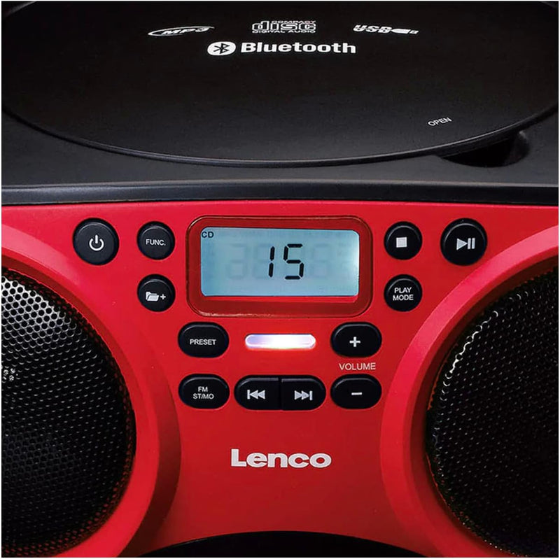 Lenco Radio CD-Player SCD-501 mit Bluetooth und USB in Rot/Schwarz rot / schwarz, rot / schwarz