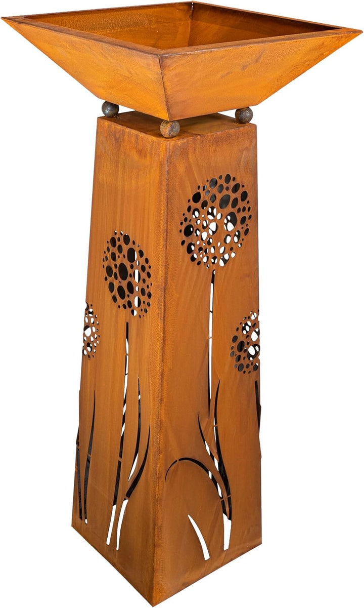 Rostikal Pflanzsäule Pusteblume 120 cm - inkl. Abnehmbarer Dekorative Pflanzschale - Hochwertige Gar
