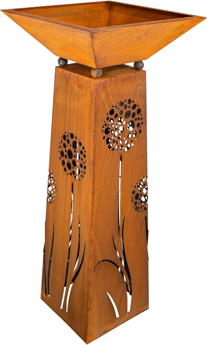 Rostikal Pflanzsäule Pusteblume 120 cm - inkl. Abnehmbarer Dekorative Pflanzschale - Hochwertige Gar