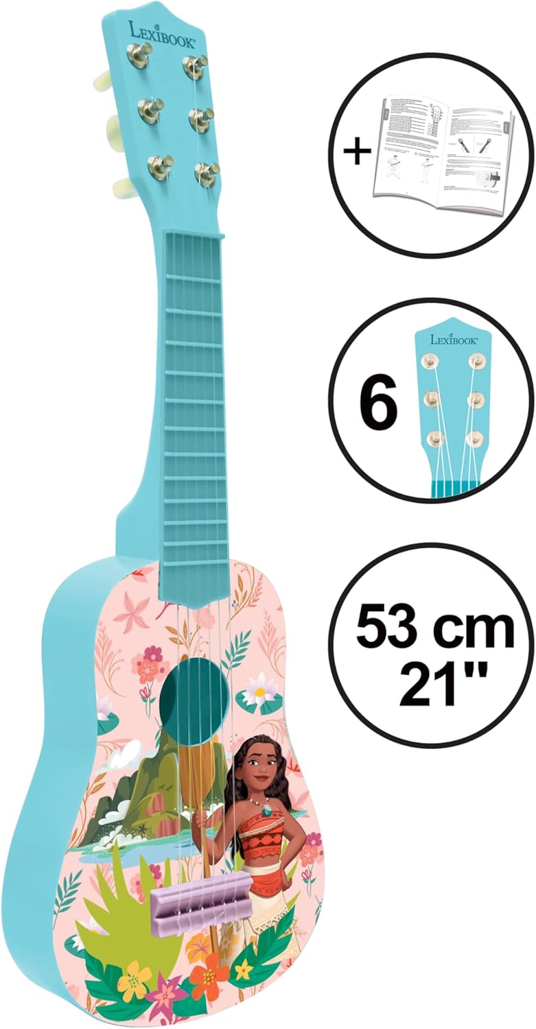 Lexibook K200VN Disney Moana/Vaiana/Oceania, erste Gitarre für Kinder, 6 Nylonsaiten, 53 cm, Anleitu