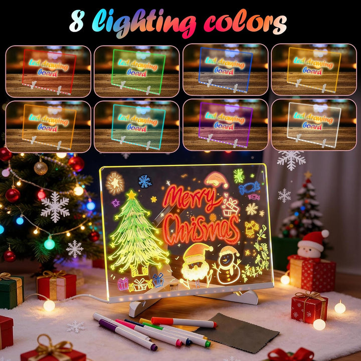 LED Zeichenbrett aus Acryl, 35 x 25 cm | Verbesserte Version von LED Maltafel Kinder, 13 Farben &amp; 6