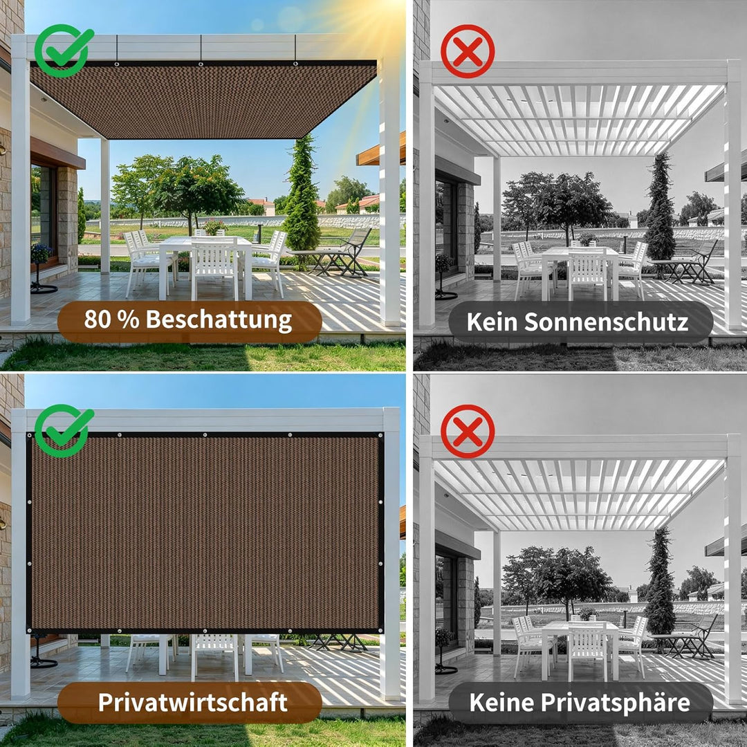 kogxscej Schattierungsnetz-Schattennetz mit Ösen,80% Shading Rate UV-Beständiges,Atmungsaktiv Leicht
