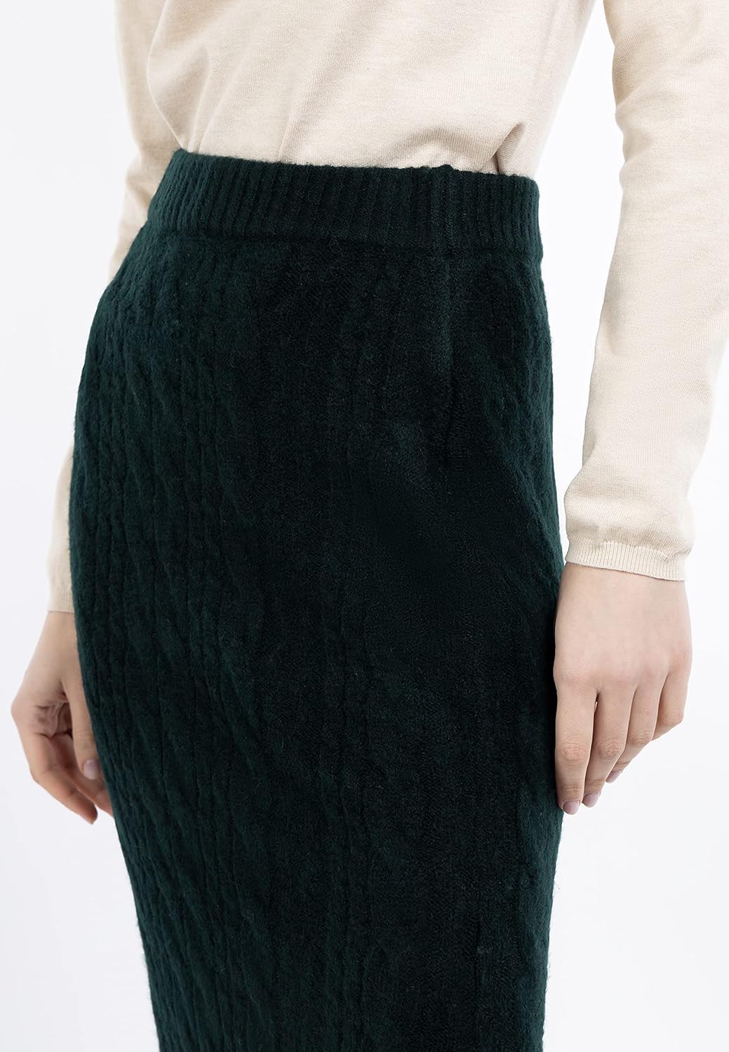 DreiMaster Damen Strick Midirock XS-S Dunkelgrün, XS-S Dunkelgrün