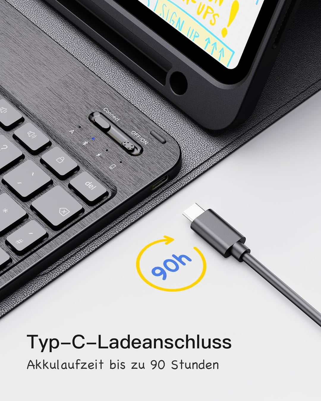 Inateck Tastatur Hülle kompatibel mit iPad 10 Gen. 2022, iPad Air 5/4 (2022/2020) 10,9 Zoll, iPad Pr