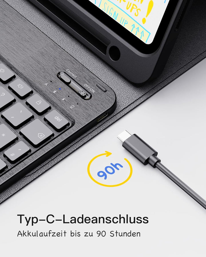 Inateck Tastatur Hülle kompatibel mit iPad 10 Gen. 2022, iPad Air 5/4 (2022/2020) 10,9 Zoll, iPad Pr