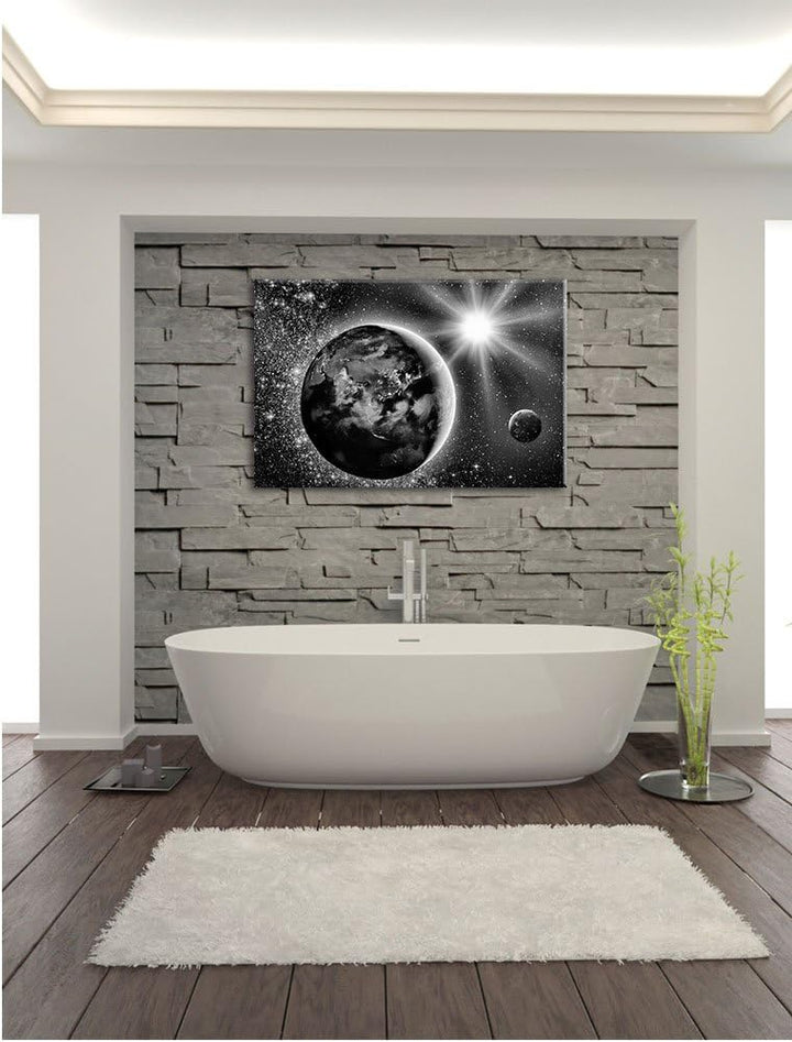 Pixxprint Erde im Weltall als Leinwandbild/Grösse: 100x70 cm/Wandbild/Kunstdruck/fertig bespannt, 10