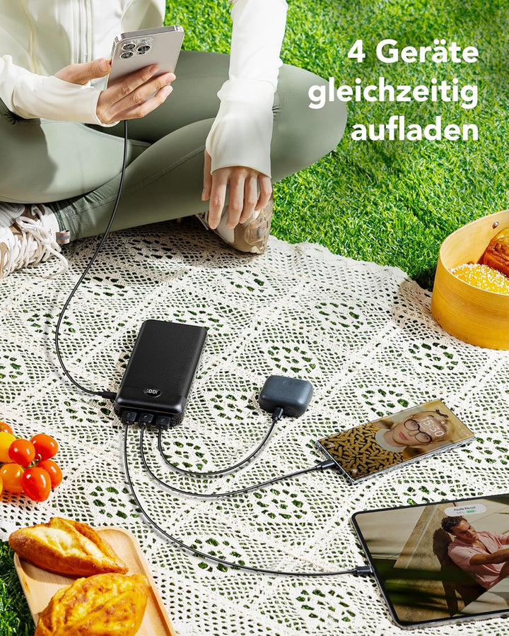 VEGER Power Bank 27000mAh 20W PD, Powerbank USB C Externer Handyakkus mit 4 Ausgängen und 2 Eingänge