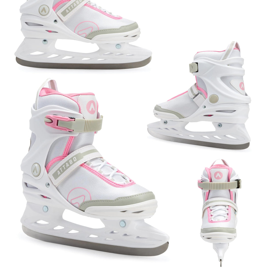 ATTABO Freizeit Schlittschuhe Damen TORA Weiss Grösse 36-41 EU Anfänger Schlittschuhe Schnalle und K