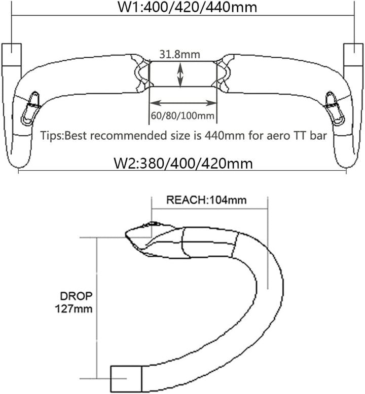 Carbon Rennrad Lenker，RXL SL Drop Bar 31.8mm Carbonfaser Fahrrad Schwarz Matt/glänzend Interne Linie