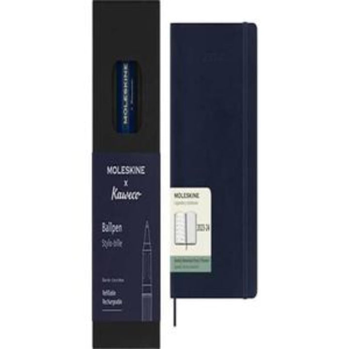 Moleskine x Kaweco Kugelschreiber, Farbe Blau + Wochenplaner 2023-2024, 18-Monate-Kalender, Akademis