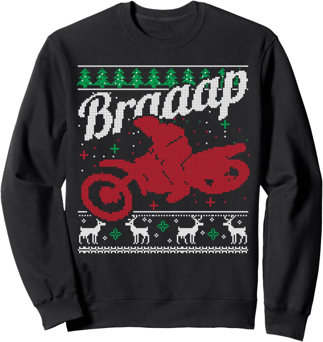Hässlicher Pullover Stil Braaap Weihnachten MX Bike Sweatshirt