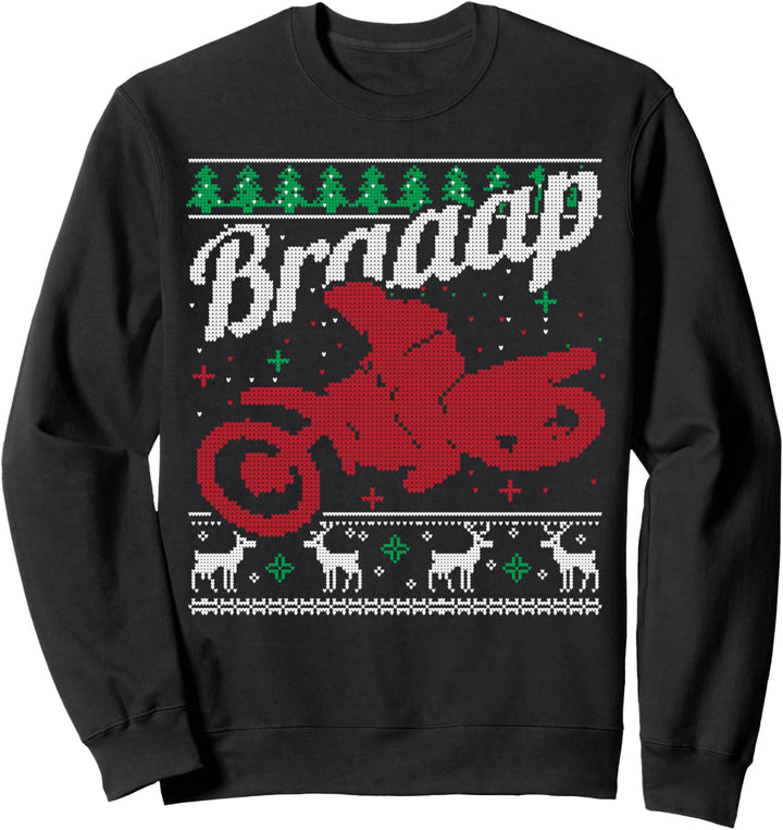 Hässlicher Pullover Stil Braaap Weihnachten MX Bike Sweatshirt