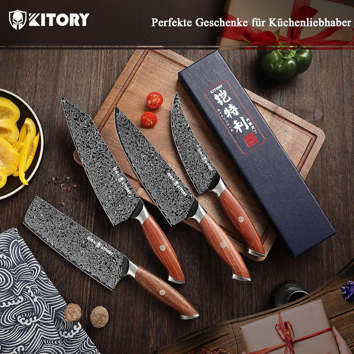 Kitory Kochmesser Kiritsuke Messer Damaskus Edelstahl 73 Lagen Küchenmesser Damastmesser 21 cm Kling