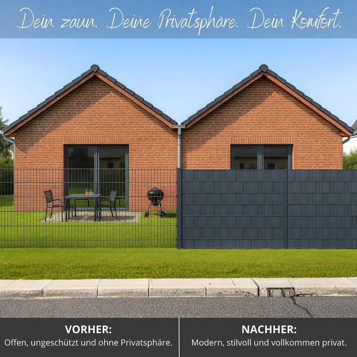 WDB - Sichtschutzstreifen für Doppelstabmatten Sichtschutz Zaun - 4,75 cm x 35 m + 20 Stück Befestig