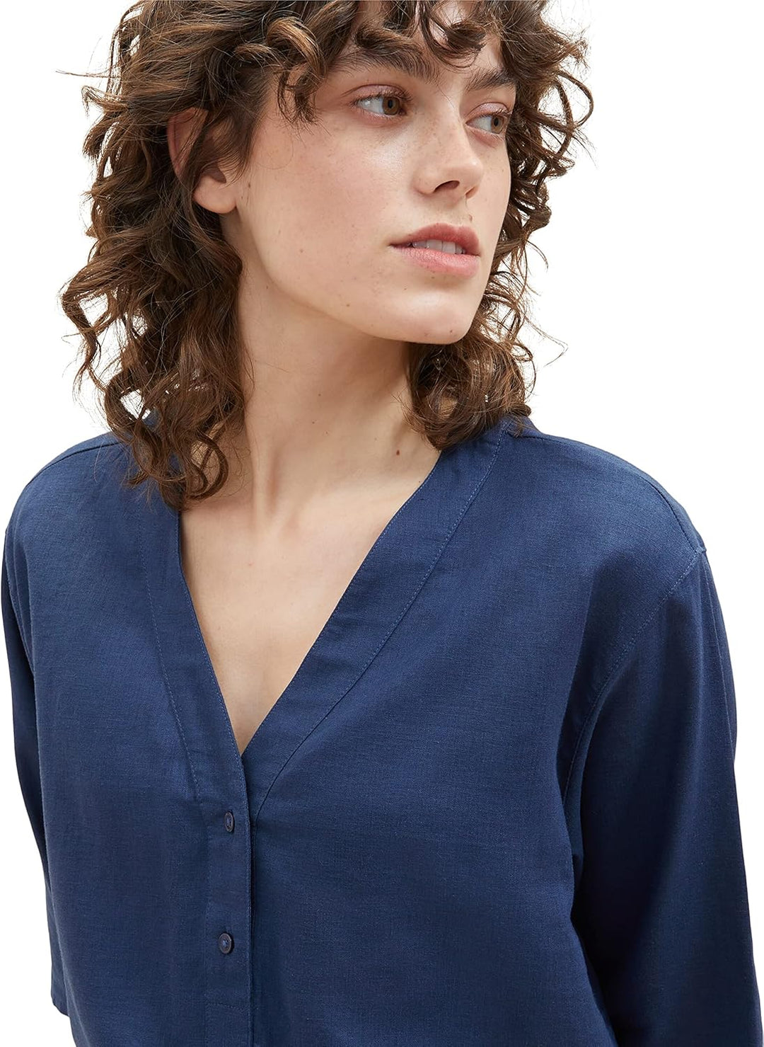 TOM TAILOR Damen Leinen Tunica Bluse 44 11758 - Midnight Sail, 44 11758 - Midnight Sail