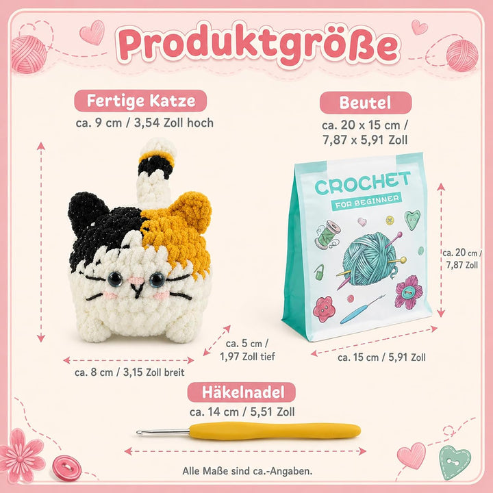 Nurila Häkelset für Anfänger Tiere, Crochet Set mit Video-Tutorial