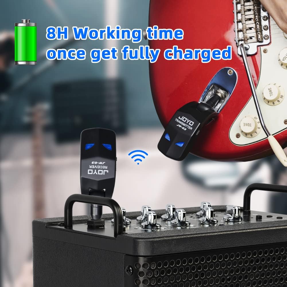 JOYO 2,4 GHz Wireless Guitar System 4 Kanäle Wiederaufladbarer Audio Wireless Transmitter Receiver f