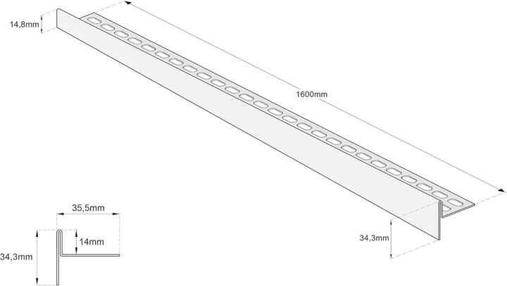 Aquabad Edelstahl Gefälleprofil Clive für begehbare Dusche 160cm, linksversion, Kantenhöhe 14mm 160c
