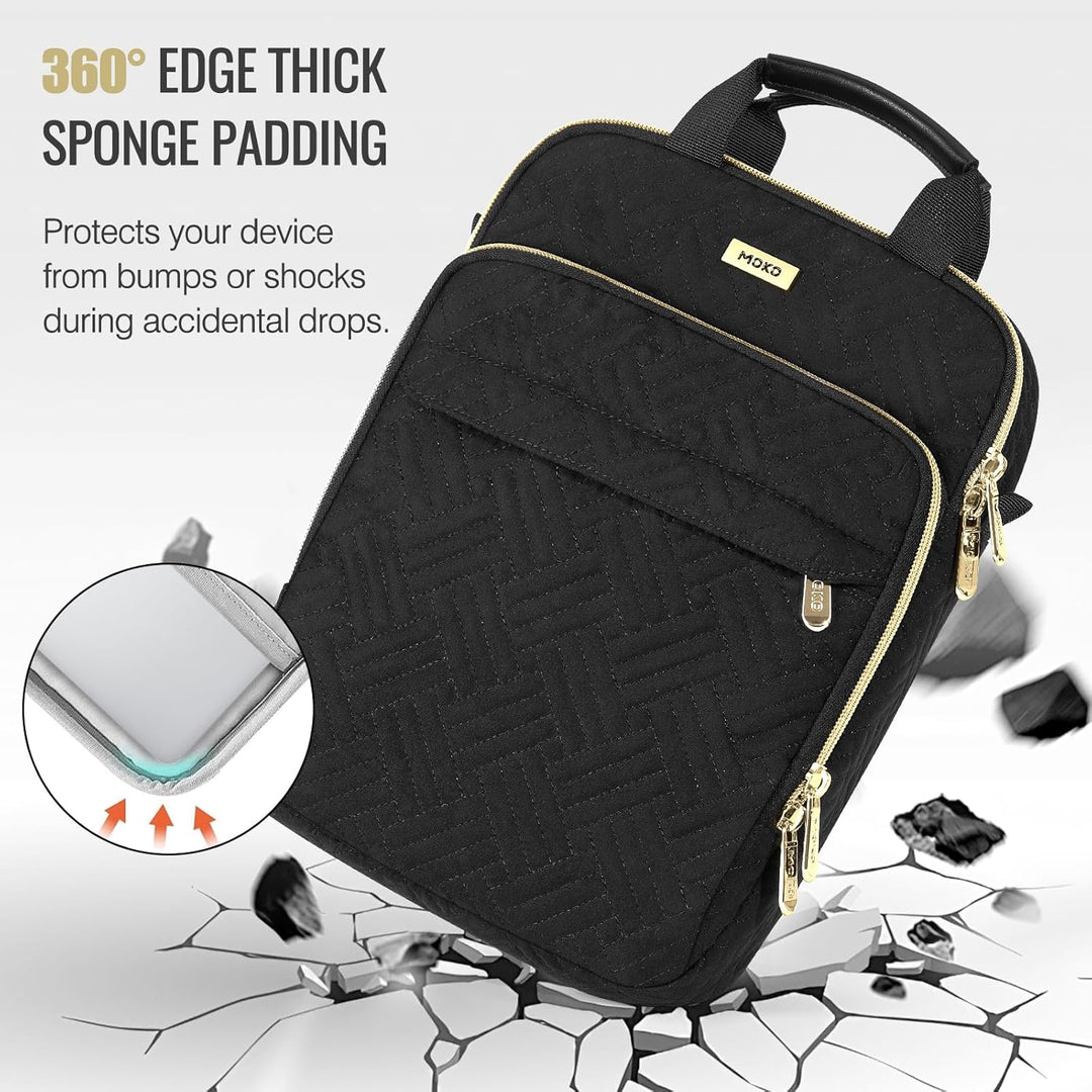 MoKo 15,6 Zoll Puffer Laptop Tasche, Gepolsterte Laptoptasche mit Schultergurt & Schultergurt, für M