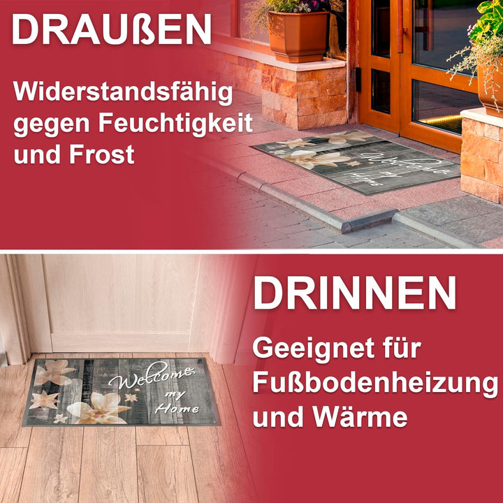 Hochwertige Fussmatte 60x80 cm (Large) – Schmutzfangmatte für Innen & Aussen, rutschfest mit hoher S