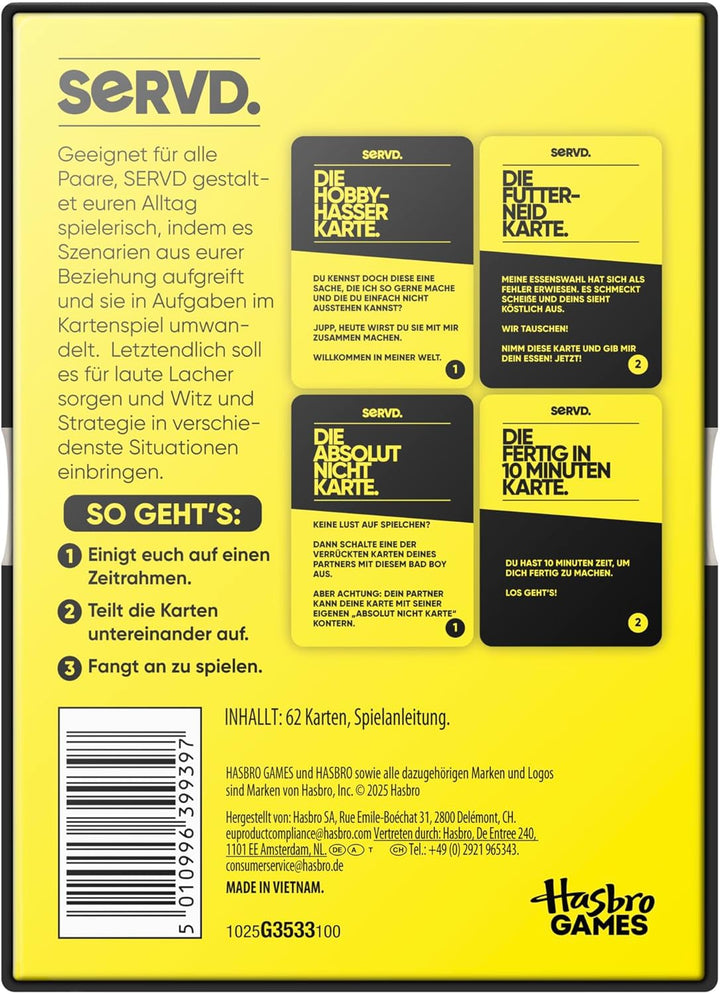 Hasbro Gaming SERVD Spiel für Paare – Das witzige Real-Life Kartenspiel für Partner – lustiges Gesch